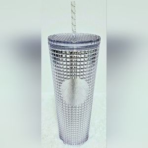 🎁 Starbucks 2020 Holiday Silver Disco Grid Cold Cup 24 oz Tumbler